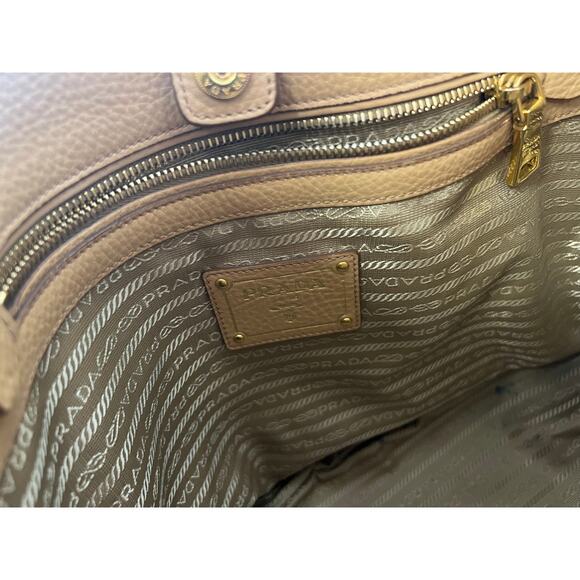 Prada Tan Vitello Daino Leather Shoulder Tote Bag - Picture 3 of 6